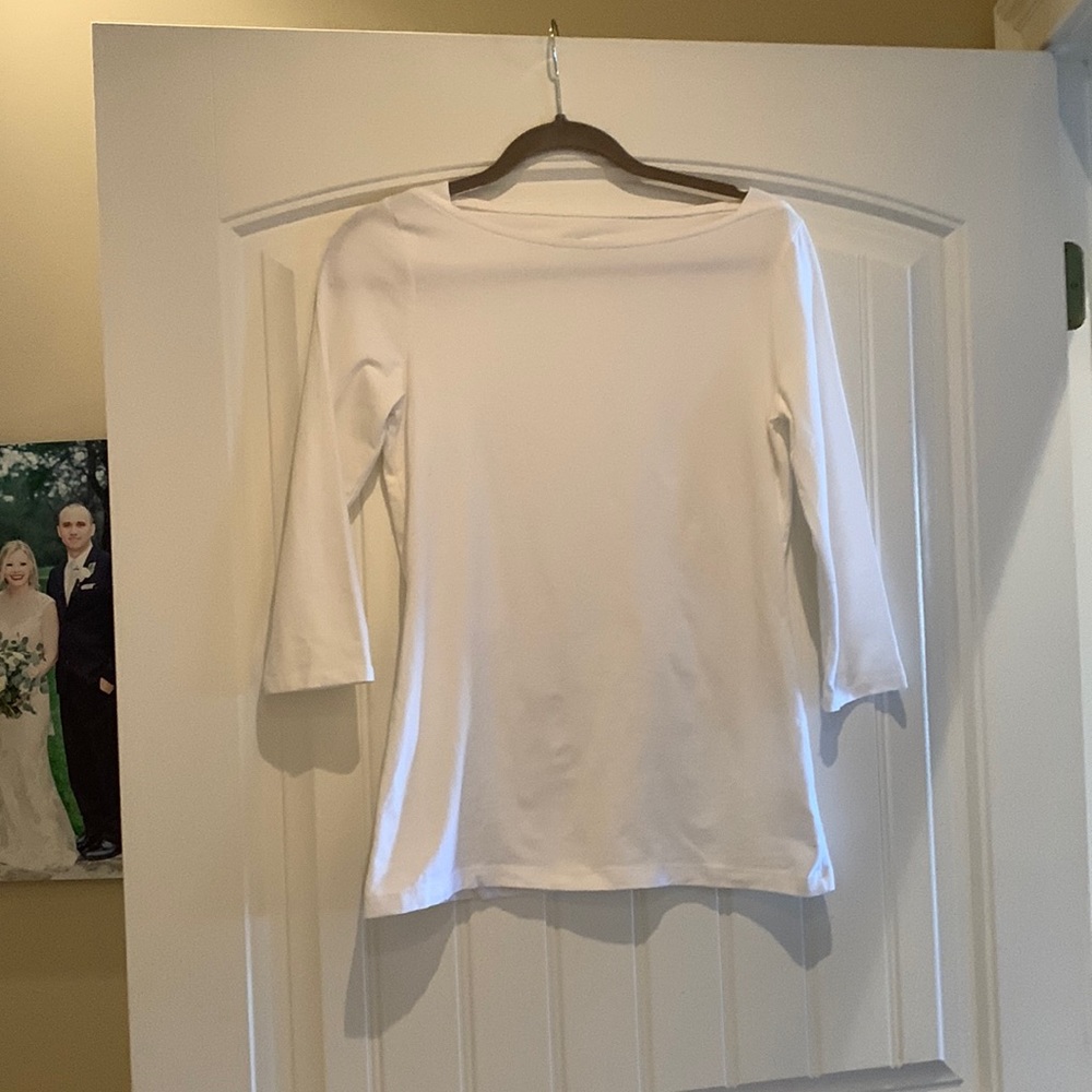 3/4 sleeve boatneck white top